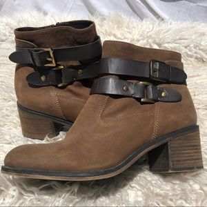 Franco Sarto Brown Leather Ankle Strapped Booties